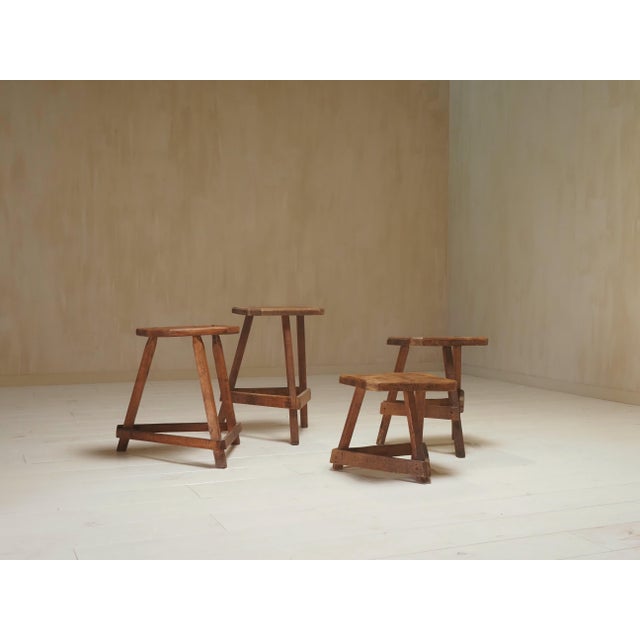 Antique English in Oak, 1800s, Set of 4 For Sale - Image 9 of 9