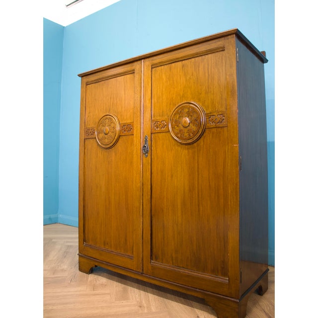 1930s Vintage Art Deco Tallboy in Oak in the style of Heals, 1930s For Sale - Image 5 of 11