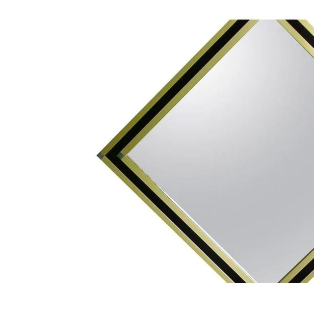 1970s Mario Sabot Mid-Century Modern Italian Art Deco Style Brass Framed Wall Mirror For Sale - Image 5 of 12