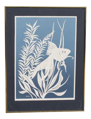 Mid Century Modern Silkscreen Aquatic Art