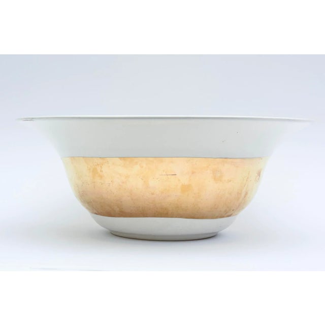 Gold Fornasetti Style Large Ceramic White and Gold Bowl Signed For Sale - Image 8 of 12