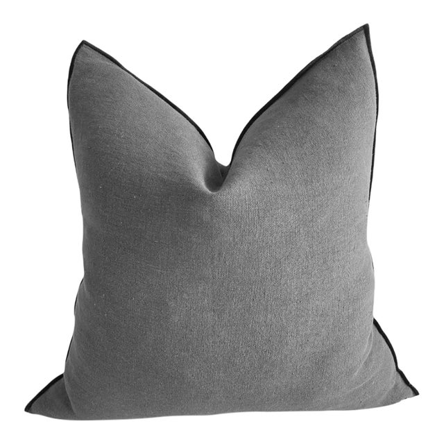 Stone Wash French Linen Accent Pillow For Sale