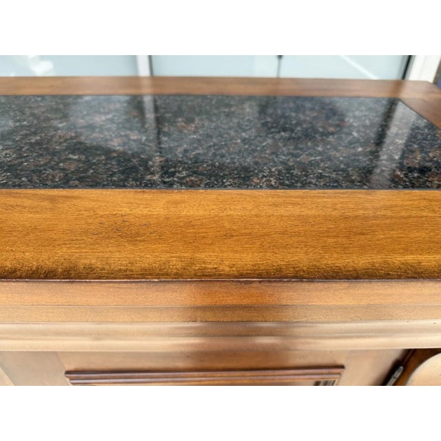 Traditional Wood Buffet With Stone-Inset Top and Wine Storage For Sale - Image 16 of 17