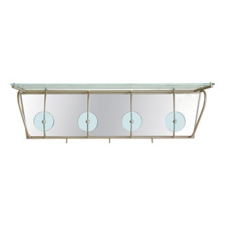 Chrome + Glass Wall Mounted Coat Rack with Shelf, Italy 1970s For Sale