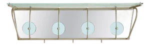 Chrome + Glass Wall Mounted Coat Rack with Shelf, Italy 1970s