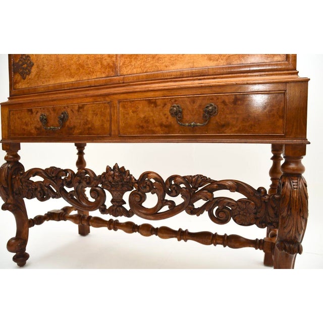 Antique Burr Walnut Cocktail Cabinet, 1920s For Sale - Image 11 of 13