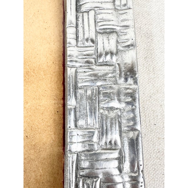 Vintage Basketweave Design Pewter Picture Frame For Sale - Image 4 of 5