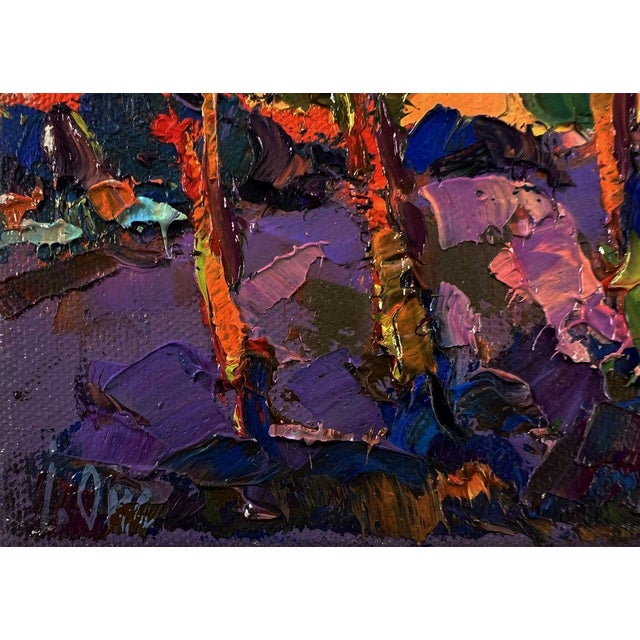 2020s Oil Painting Orange Sunset Behind the Trees Oksana Ivanyuk For Sale - Image 5 of 8