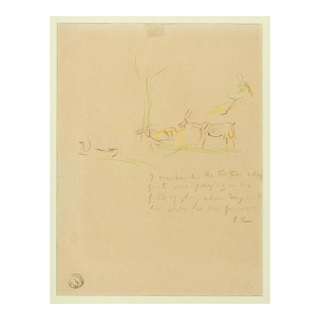 Bucolic Scene - 1930/40s - Oskar Kokoschka - Pencil Drawing 1930/40s For Sale