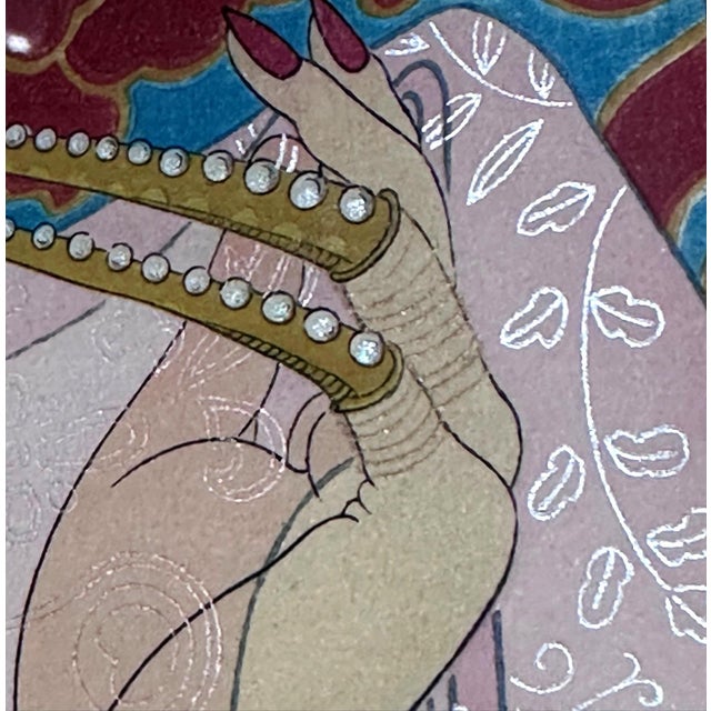 Wood Framed Japanese Woodblock Print Les Perles by Paul Jacoulet For Sale - Image 7 of 16