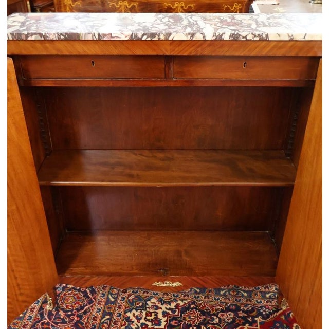 Brown 1920's Walnut French Louis XV Style Marble Top Bookcase China Bar Cabinets, 2 Pieces For Sale - Image 8 of 16