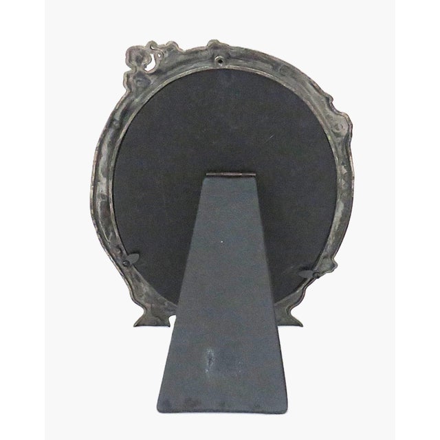 Art Deco Vintage Pewter Picture Photo Frame Art Nouveau / Deco Style Lady Fits 7" X 5 1/4" With Glass For Sale - Image 3 of 3