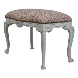 French Louis XV Custom Finished & Reupholstered Stool For Sale
