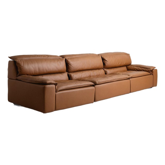 Carlo Bartoli Modular Sofa in Cognac Leather for Rossi Di Albizzate For Sale