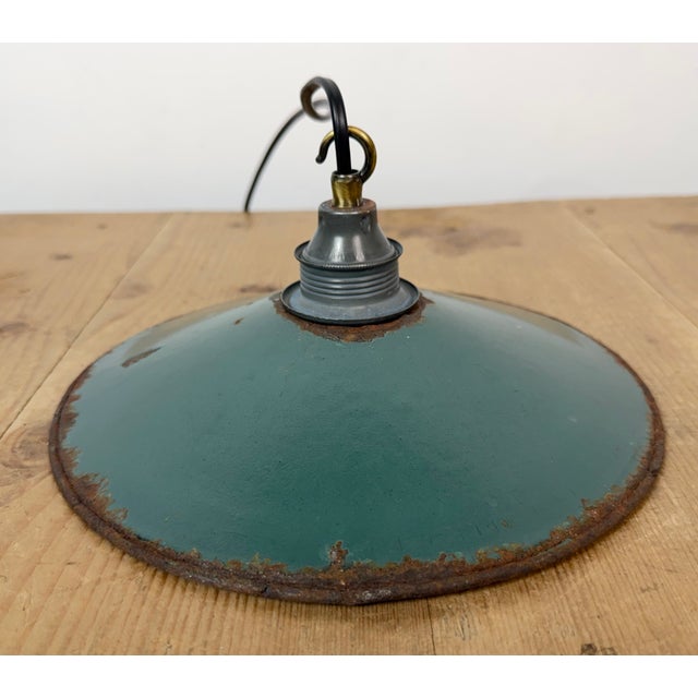 Industrial Green Enamel Light, 1950s For Sale - Image 11 of 17
