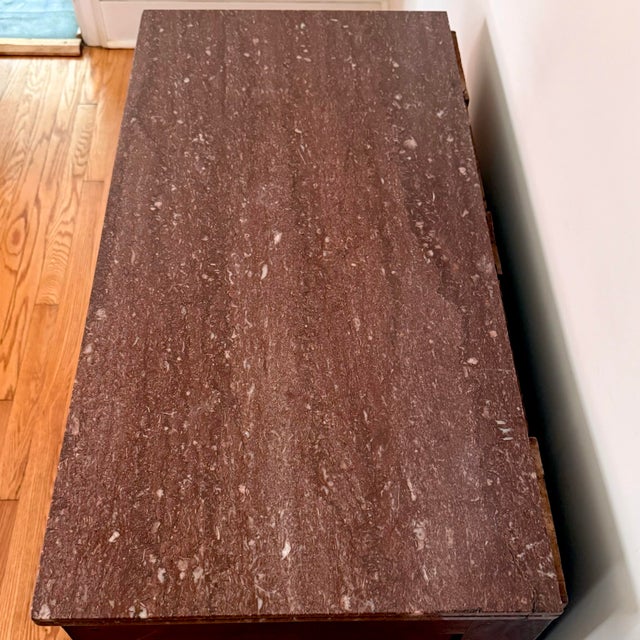 Wood Antique Victorian Marble Topped Three Drawer Dresser Chest For Sale - Image 7 of 8