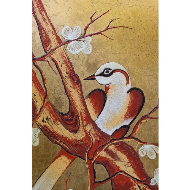 Italian Decorative Panel in Enamel Inspired Almond Blossoms and Birds, Japan, 1950s For Sale - Image 6 of 13