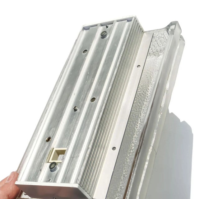 German Structured Glass and Aluminum Wall Light Lamp by Hoffmeister, 1970s For Sale - Image 9 of 10