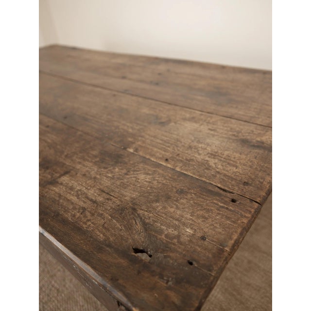 Chocolate Early 20th Century Reclaimed Elm Wood Farmhouse Oversized Coffee Table For Sale - Image 8 of 9