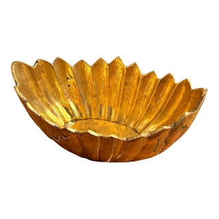 Vintage Scalloped Brass Bowl For Sale