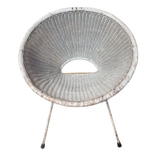 Wicker Shell Chair, 1960s For Sale