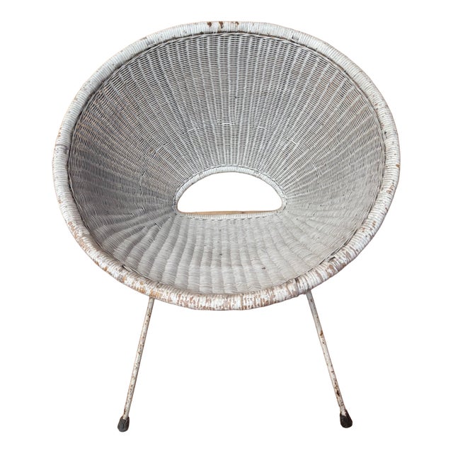 Wicker Shell Chair, 1960s For Sale