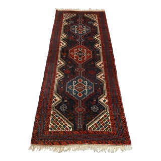 Afghan Geometric Hand Knotted Runner Rug For Sale