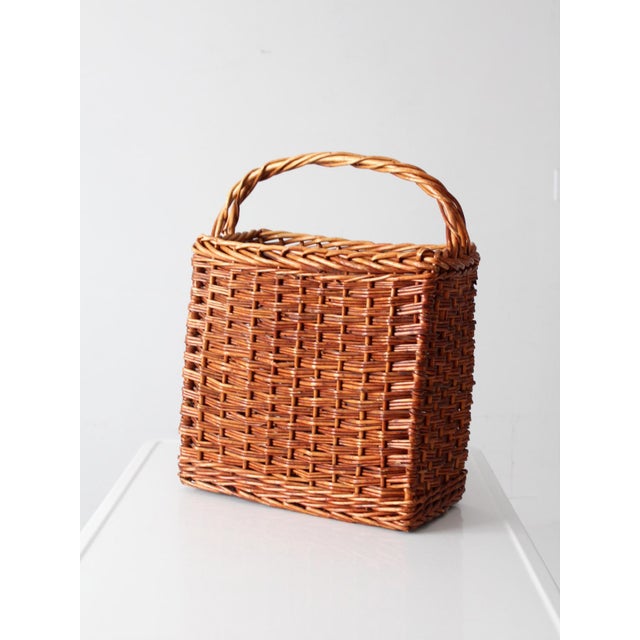 Vintage Wicker Market Basket For Sale - Image 4 of 15