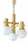 Vintage Brass and Opaline Glass Globe Pendant Light by Gaetano Sciolari, 1970s For Sale