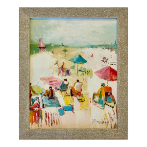 Beach Scene in Pastels, Original Painting Framed by Tailroy
