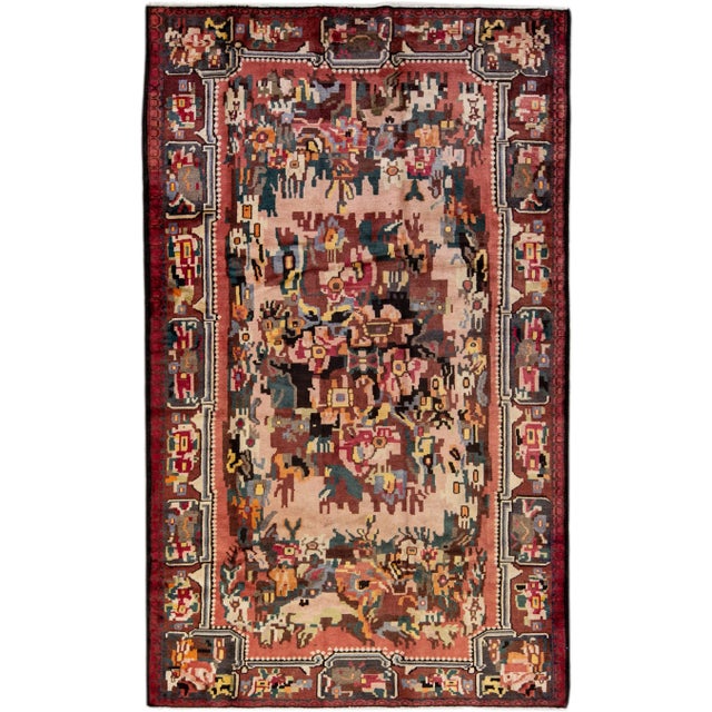 Vintage Handmade Lilihan Rose Floral Wool Rug 4'6" X 7'5" For Sale - Image 11 of 11