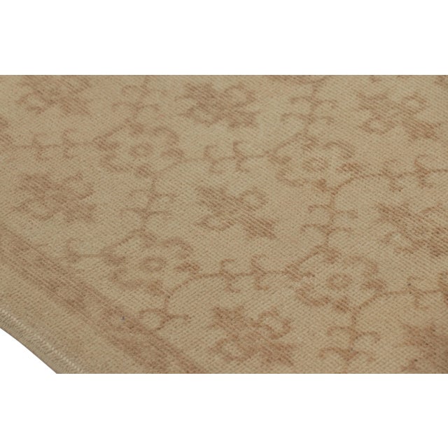 Vintage Distressed Runner Rug, Beige-Brown Floral Geometric Pattern- Rug & Kilim For Sale In New York - Image 6 of 8