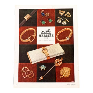 1950 French Mid-Century Vintage Hermes Jewels Advertisement Print For Sale