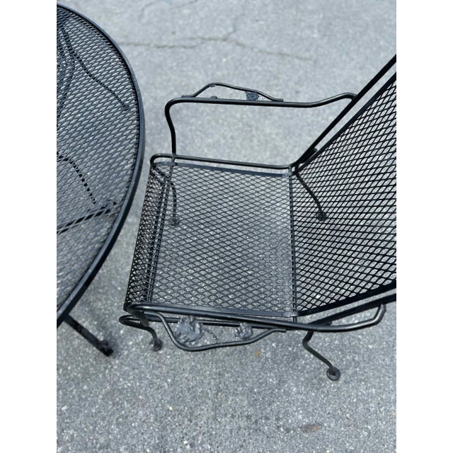 Black Vintage 1960s Woodard Wrought Iron Patio Table and 4 Chairs For Sale - Image 8 of 9