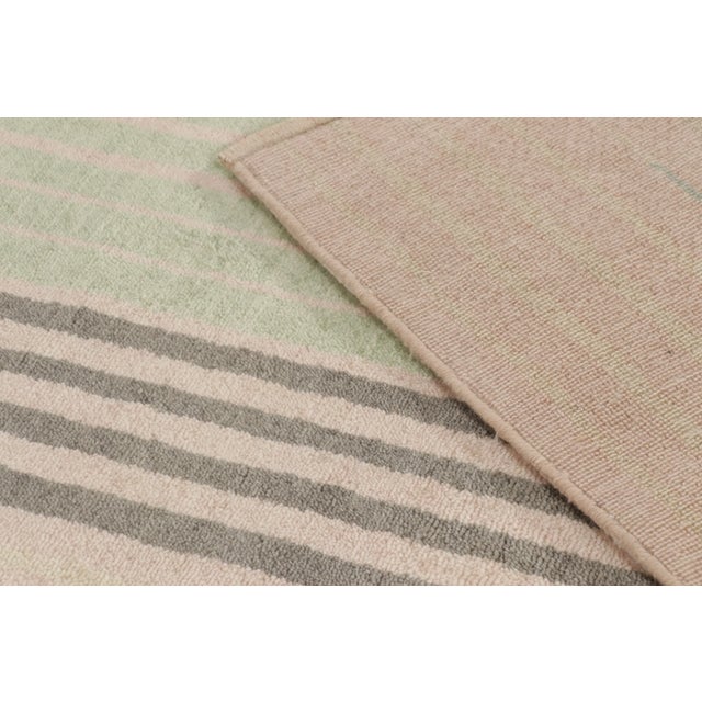 Kelly Green Contemporary Art Deco Style Geometric Mint Green Wool Rug by Rug & Kilim, India For Sale - Image 8 of 10