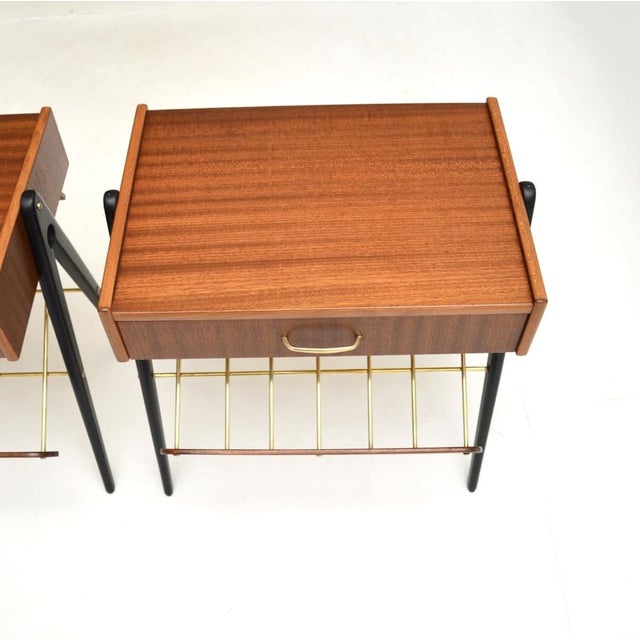 Brown Swedish Teak Bedside Tables, 1960s, Set of 2 For Sale - Image 8 of 11