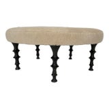 St Paul Ottoman, Bronze Legs, Shearling Cushion For Sale