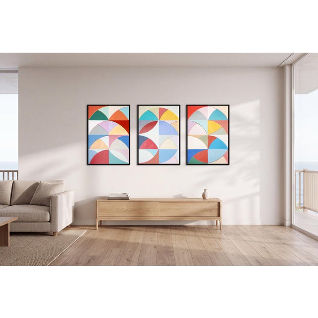 2026, Colorful Ball of Wool Modern Bauhaus Painting - Set of 3 For Sale - Image 10 of 11