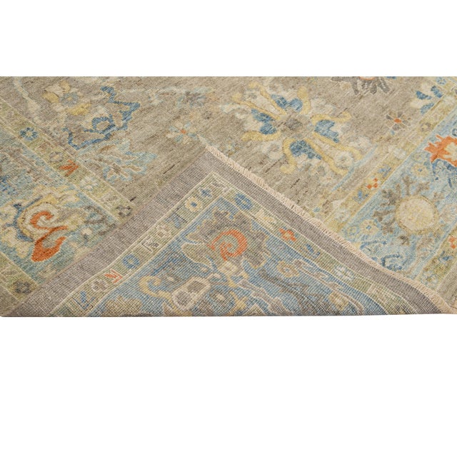 Brown 6 X 10 Modern Hand-Knotted Sultanabad Brown Wool Rug With Floral Design For Sale - Image 8 of 13