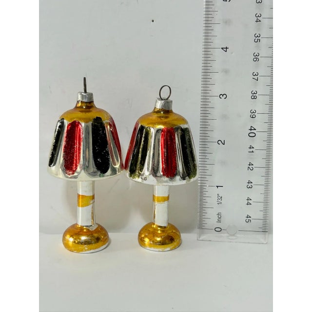 1950s West German Mercury Glass Christmas Ornaments – Bells, Lamps & Mrs. Claus – Set of 6 For Sale - Image 9 of 12