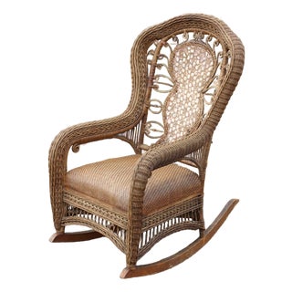Antique Heywood Brothers & Company Wicker Rocking Chair For Sale