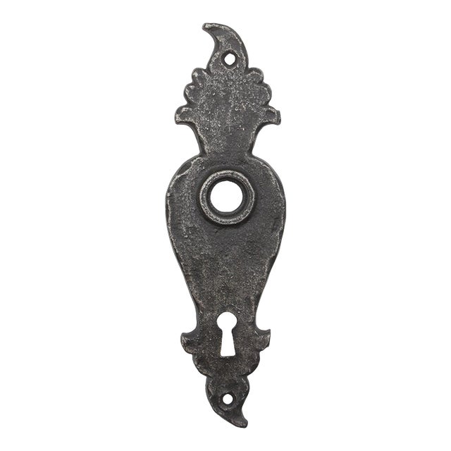 Cast Iron Arts & Crafts Hammered Door Back Plate For Sale