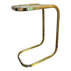 Milo Baughman Style Brass & Glass Side Table