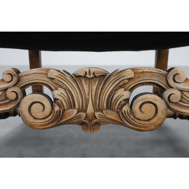 Antique Louis XIII Chair in Black Linen, France, 1800s For Sale - Image 14 of 15