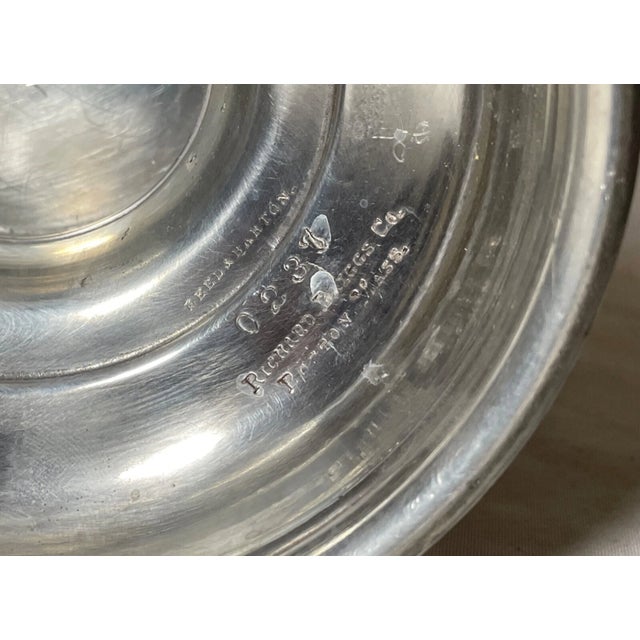 Vintage 45' Beer Stein Pewter Archery Longbow Hand Engraved Award Trophy Pitcher For Sale - Image 12 of 15