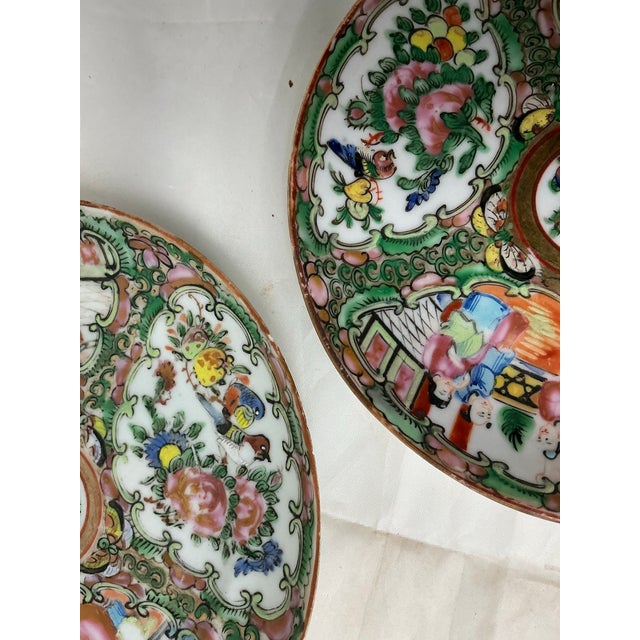 Rose Set of 3 Chinese Export Porcelain Famille Rose Medallion Small Plates/ Saucers For Sale - Image 8 of 8