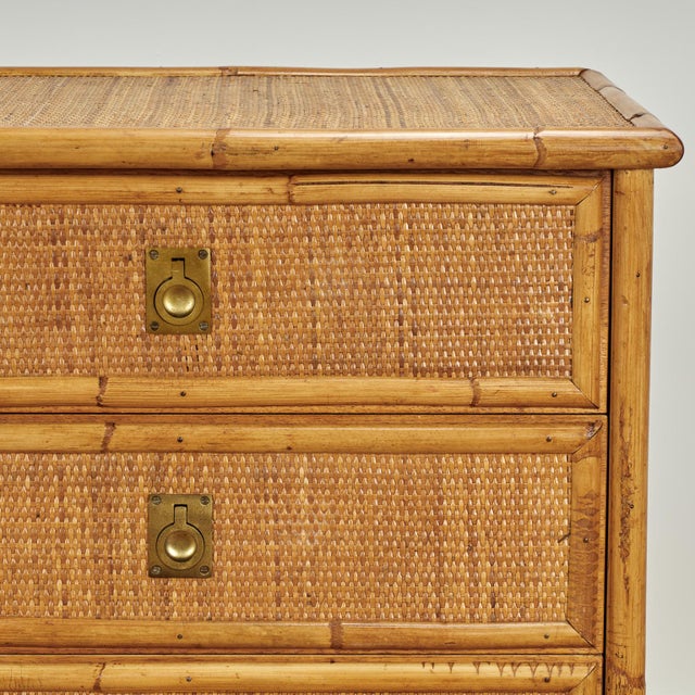 Mid Century French Bamboo and Grasscloth Dresser or Cabinet For Sale In West Palm - Image 6 of 14