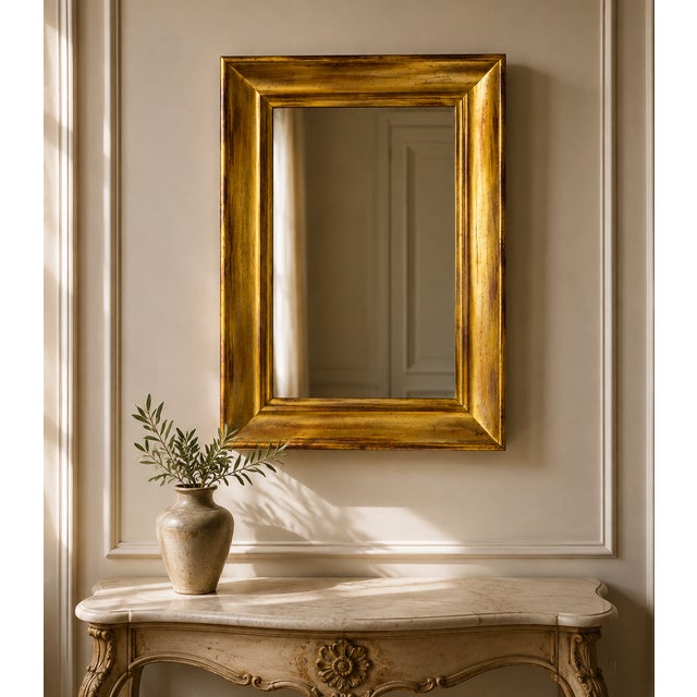 Vintage Wall Mirror with Gold Guantiera Frame, Italy, 1980s For Sale - Image 6 of 7