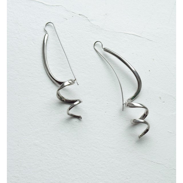 Vintage Mid-Century Modern Pitti E Sisi Sterling Silver Threader Earrings, Arezzo Italy, A Pair For Sale - Image 10 of 12