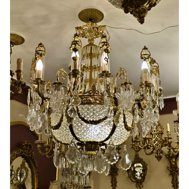 Italian Italian Style Dark Gold Crystal Chandelier For Sale - Image 3 of 3